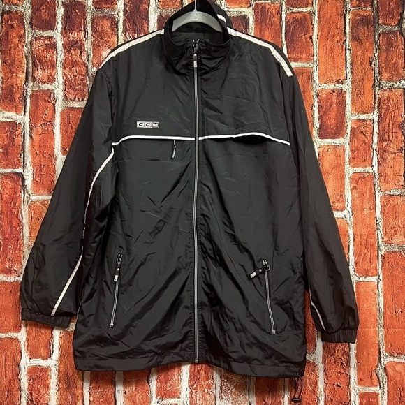 CCM Other - 🔥 CCM Hockey Full Zip Black Travel Windbreaker Jacket Size Large